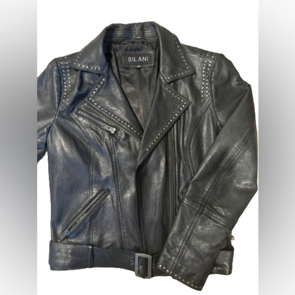 GILANI 100% Genuine Leather Studded Moto Jacket